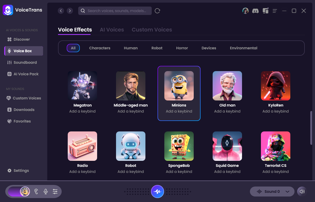 select the voice effects